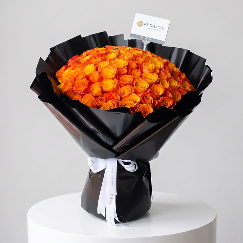 100 Orange Roses Bouquet