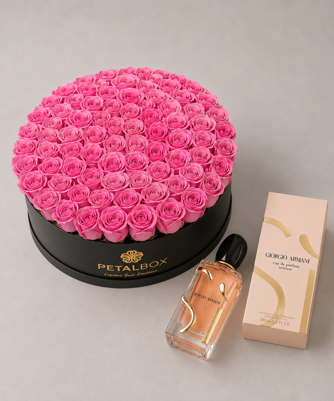 101 Pink Roses & Armani Sì Combo