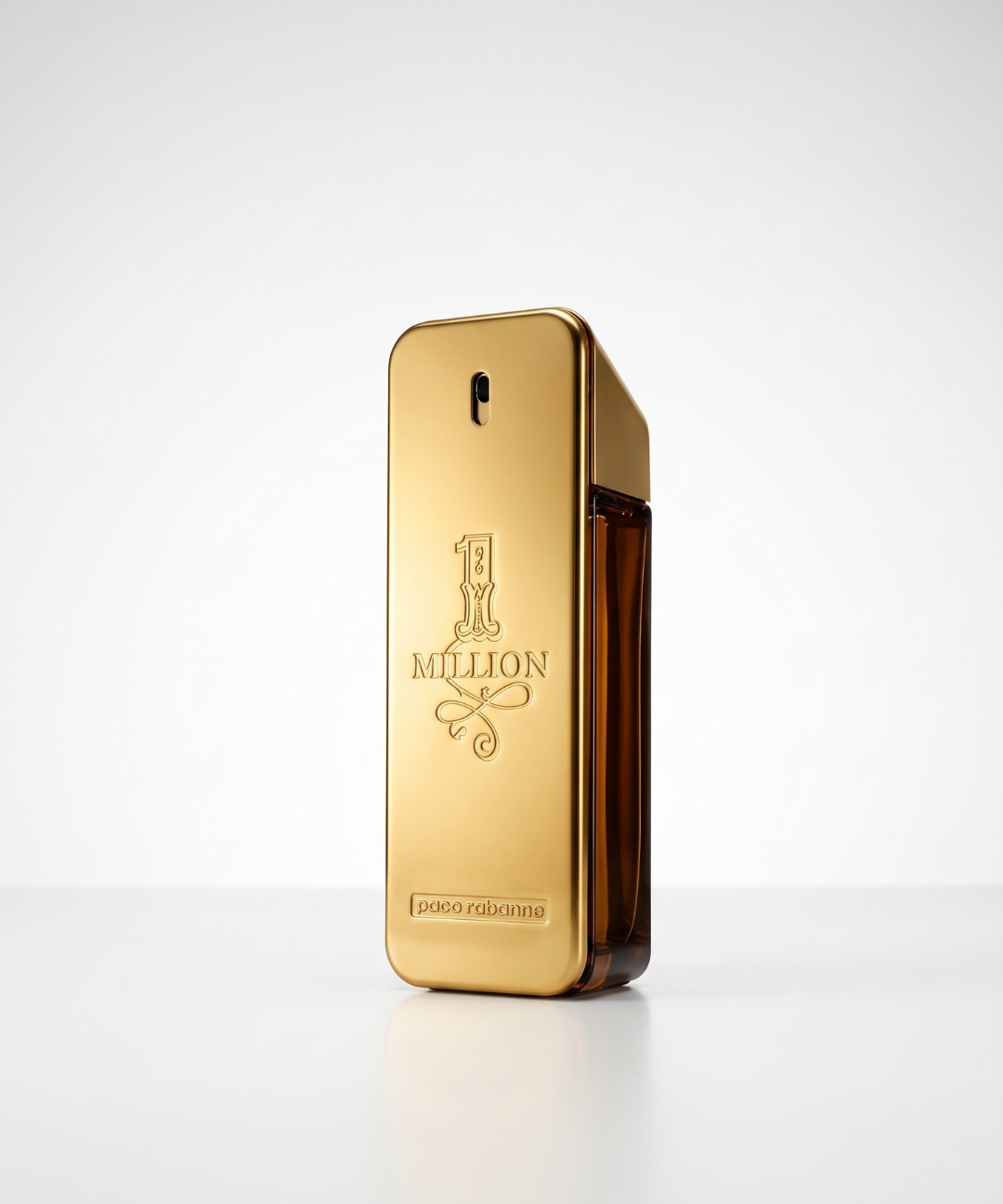 Paco Rabanne 1 Million Eau de Toilette Spray for Men, luxurious gold bar-shaped perfume bottle with a metallic finish and amber glass sides, ideal for men's fragrance shopping in Abu Dhabi, Dubai and across the UAE.