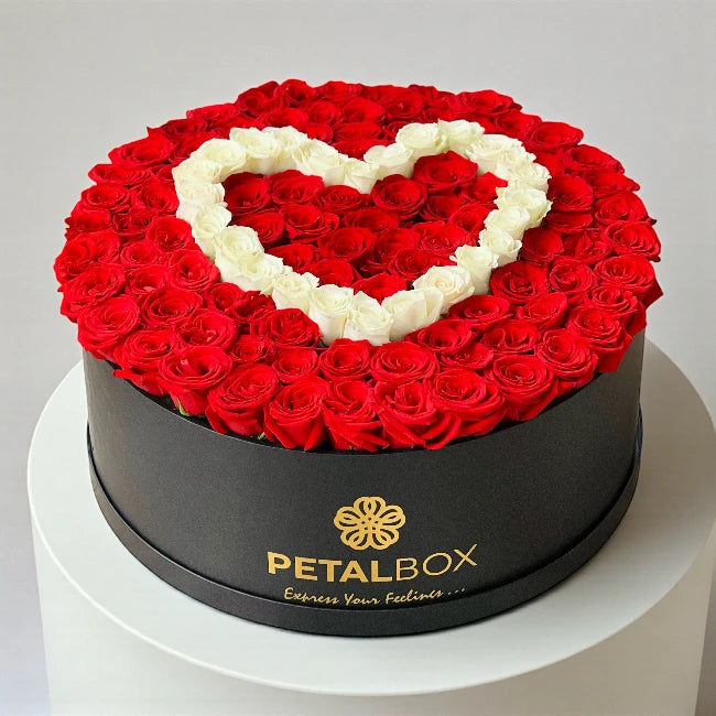 Red & White Roses flower box