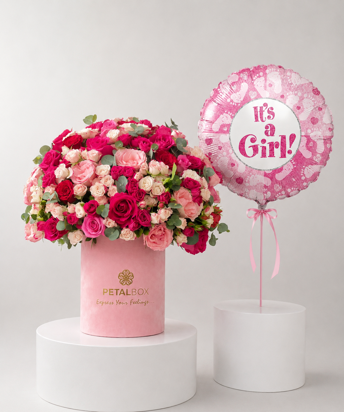 Baby Girl Flowers & Balloon Combo