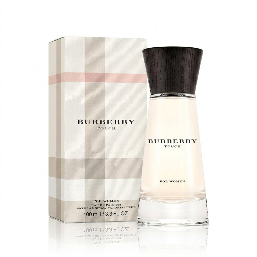 Burberry Touch EDP 100ml bottle, clear glass, wood cap, women's perfume