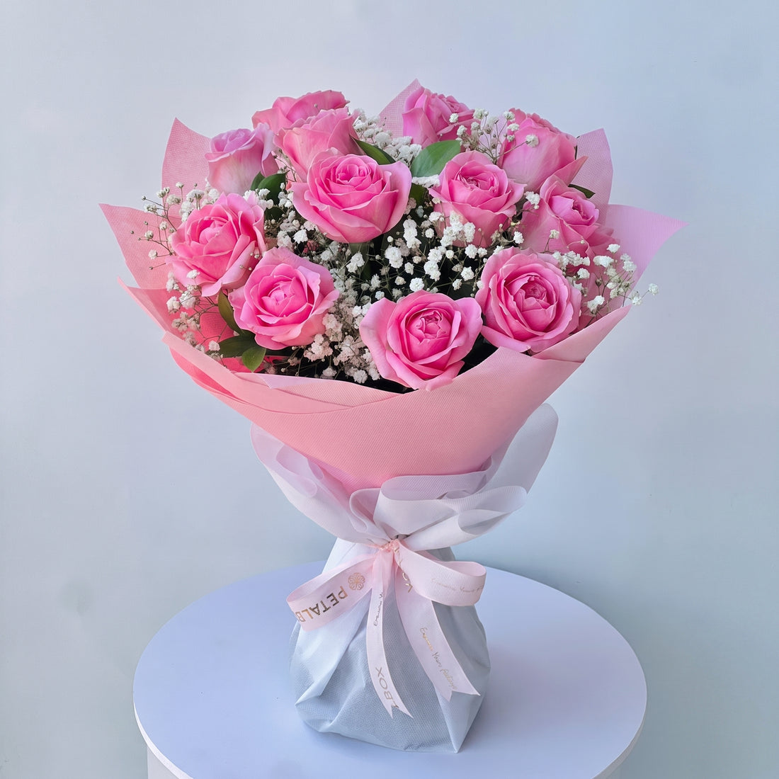 Dozen Pink Roses Bouquet