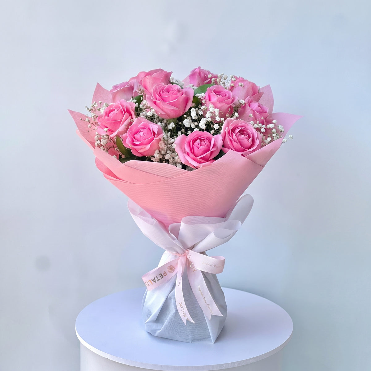 Dozen Pink Roses Bouquet