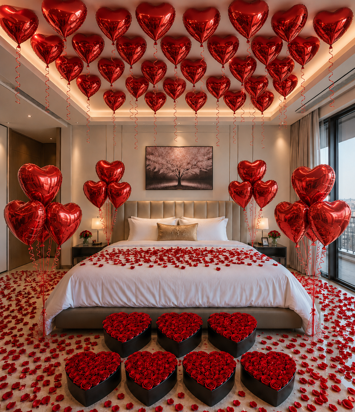 Luxury Red Rose Heart Celebration Setup