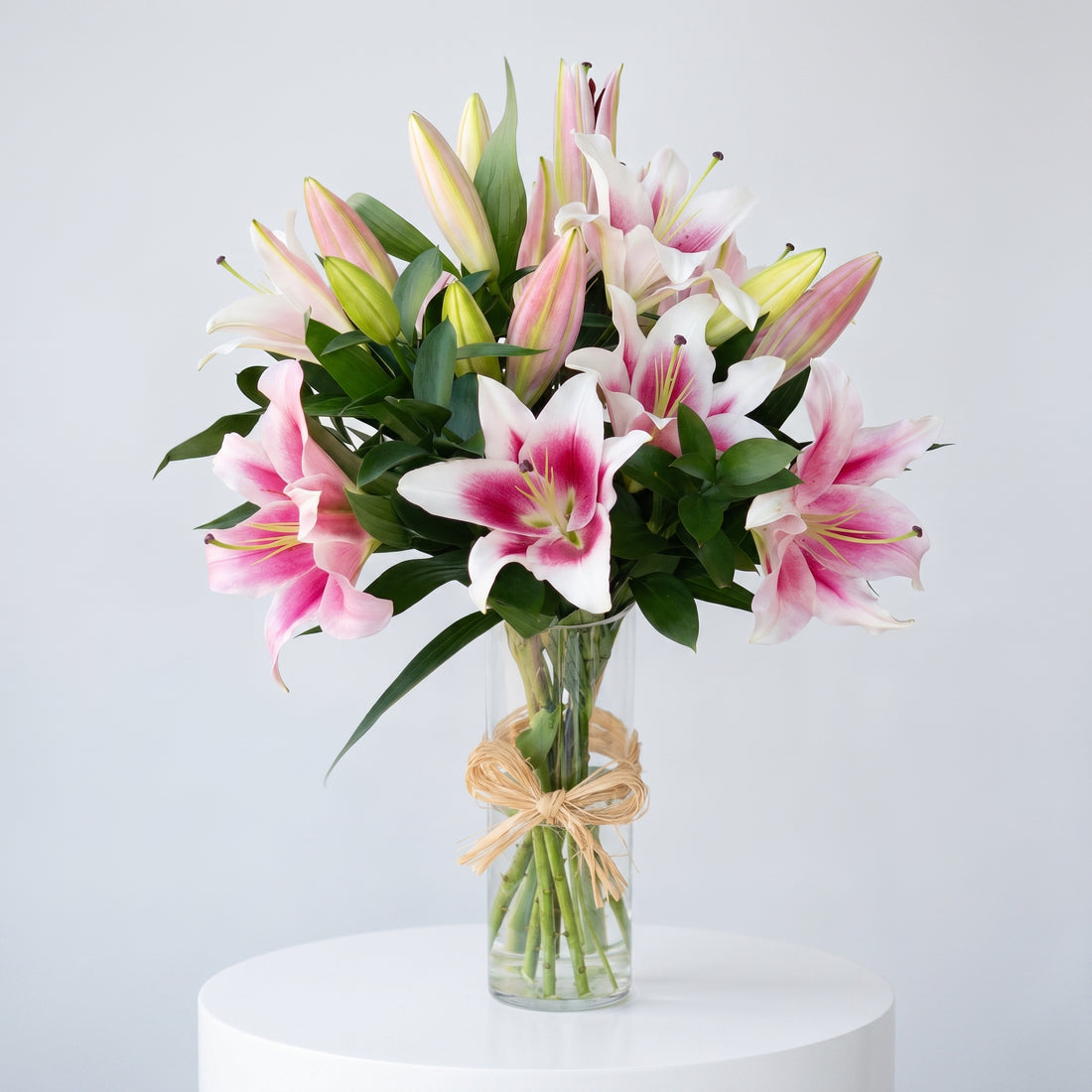 Pink Lilies with Vase
