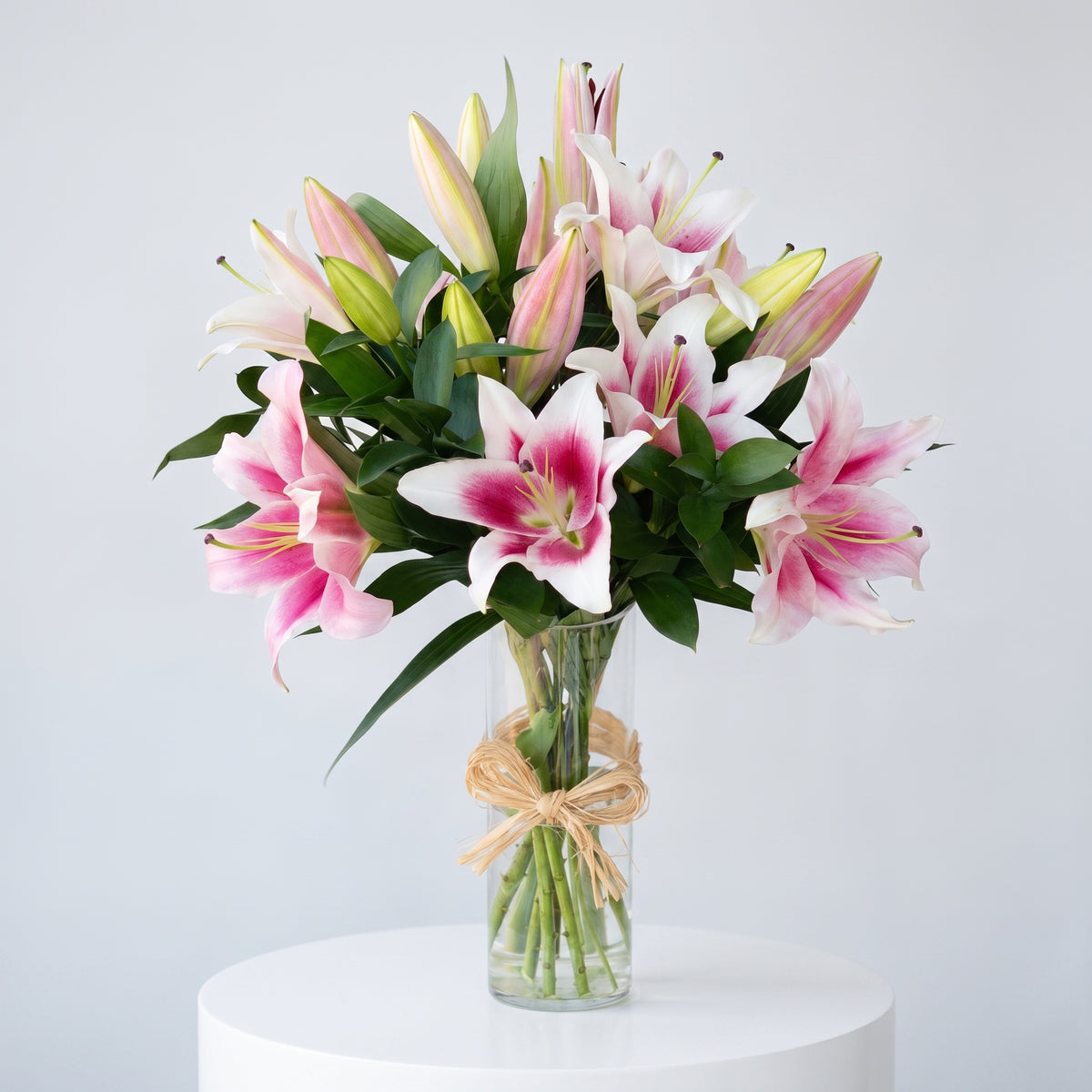 Pink Lilies with Vase