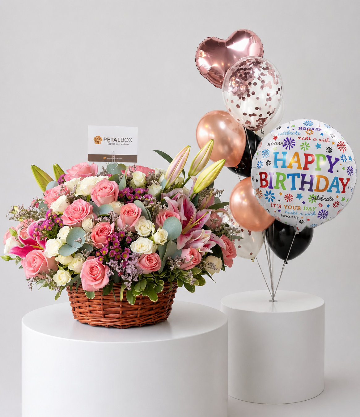 Pink Lily Birthday Balloon Combo