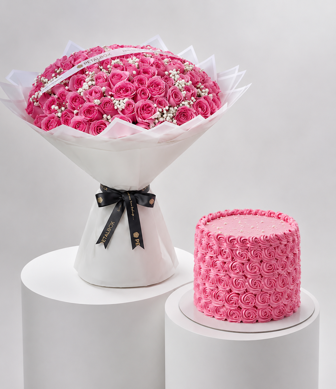 Pink Roses & Rose Swirl Cake