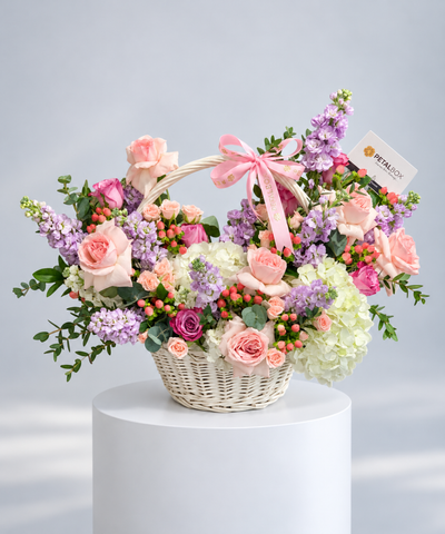 Purple and Pink Flower Basket