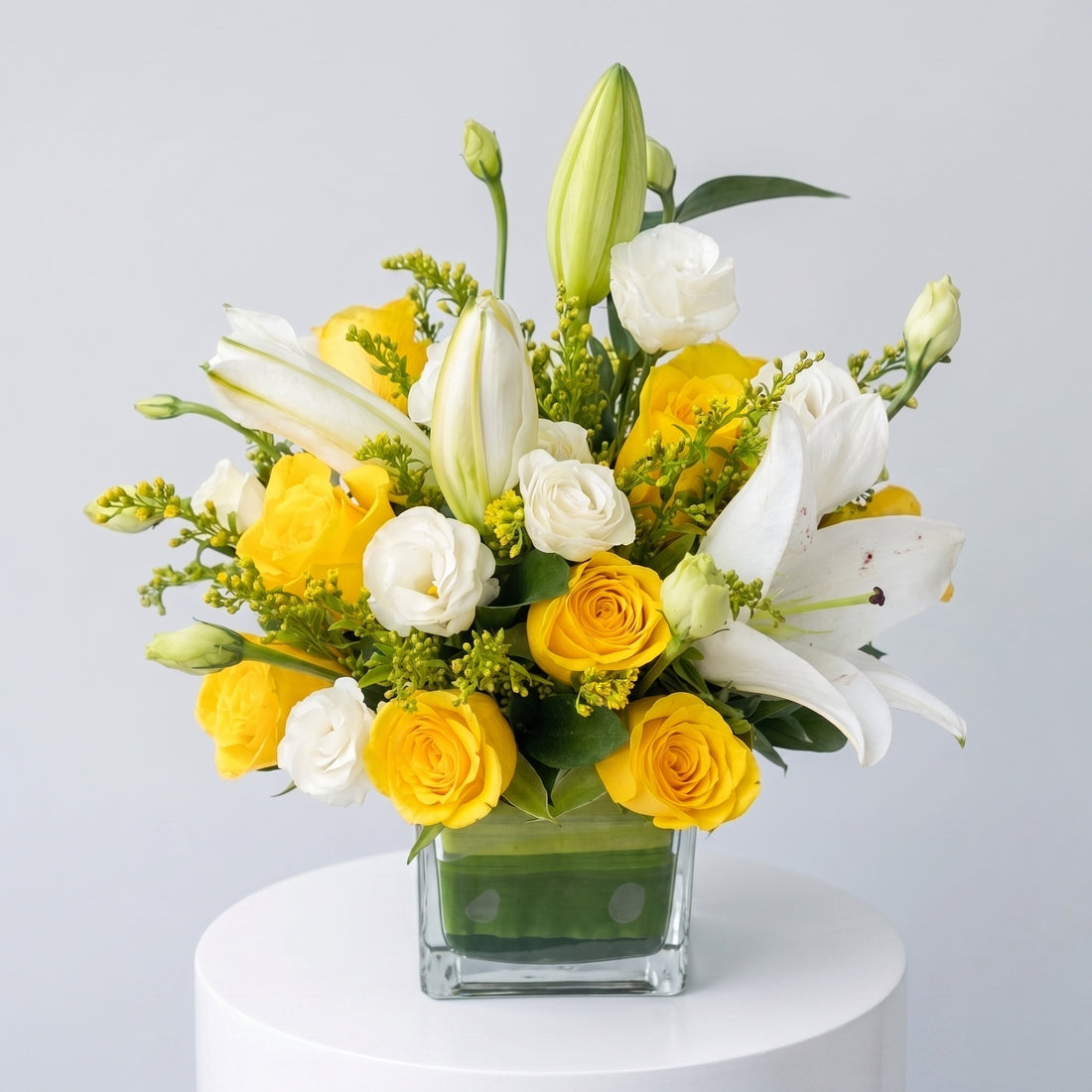 Soft Yellow & White Floral Vase