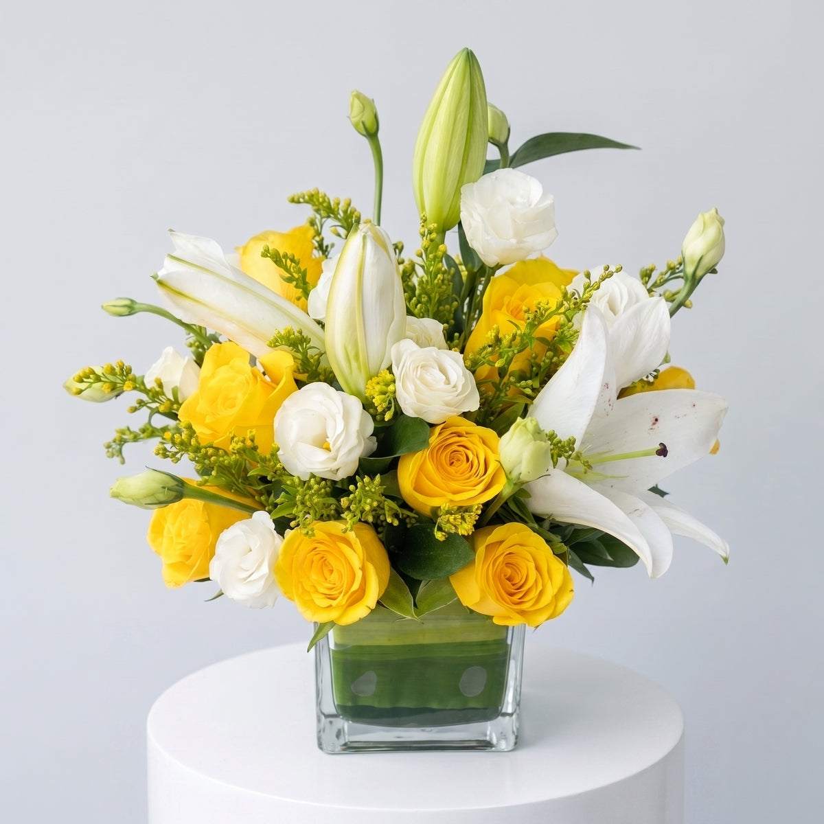 Soft Yellow & White Floral Vase