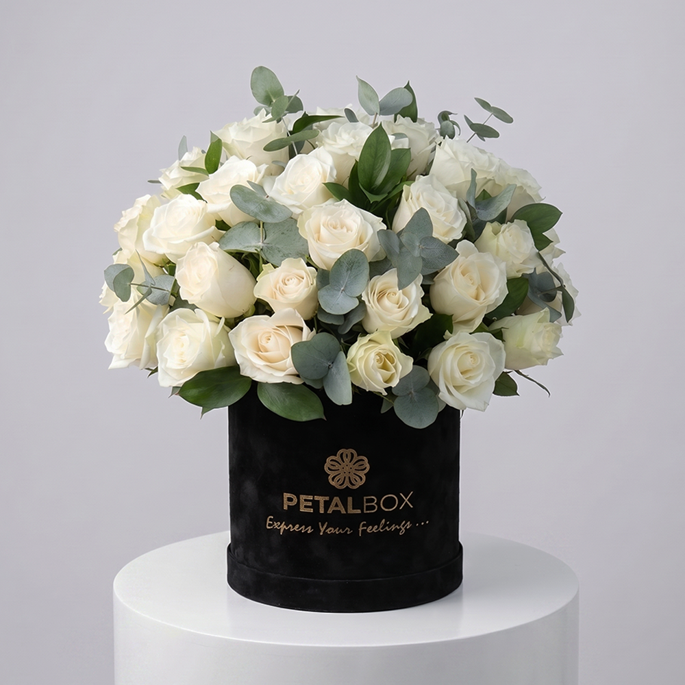 White Roses Hat Box