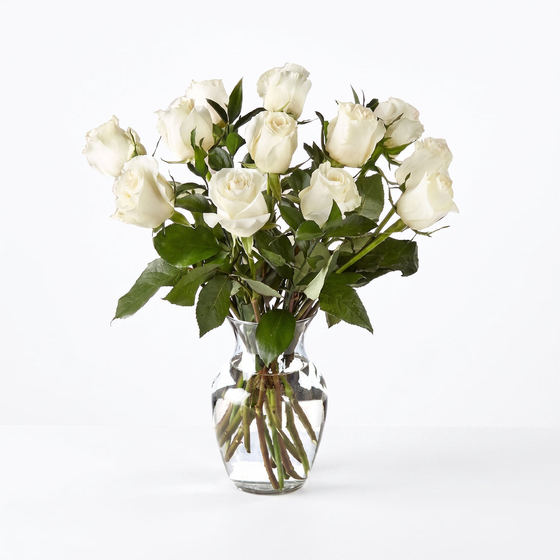 White Roses with Vase