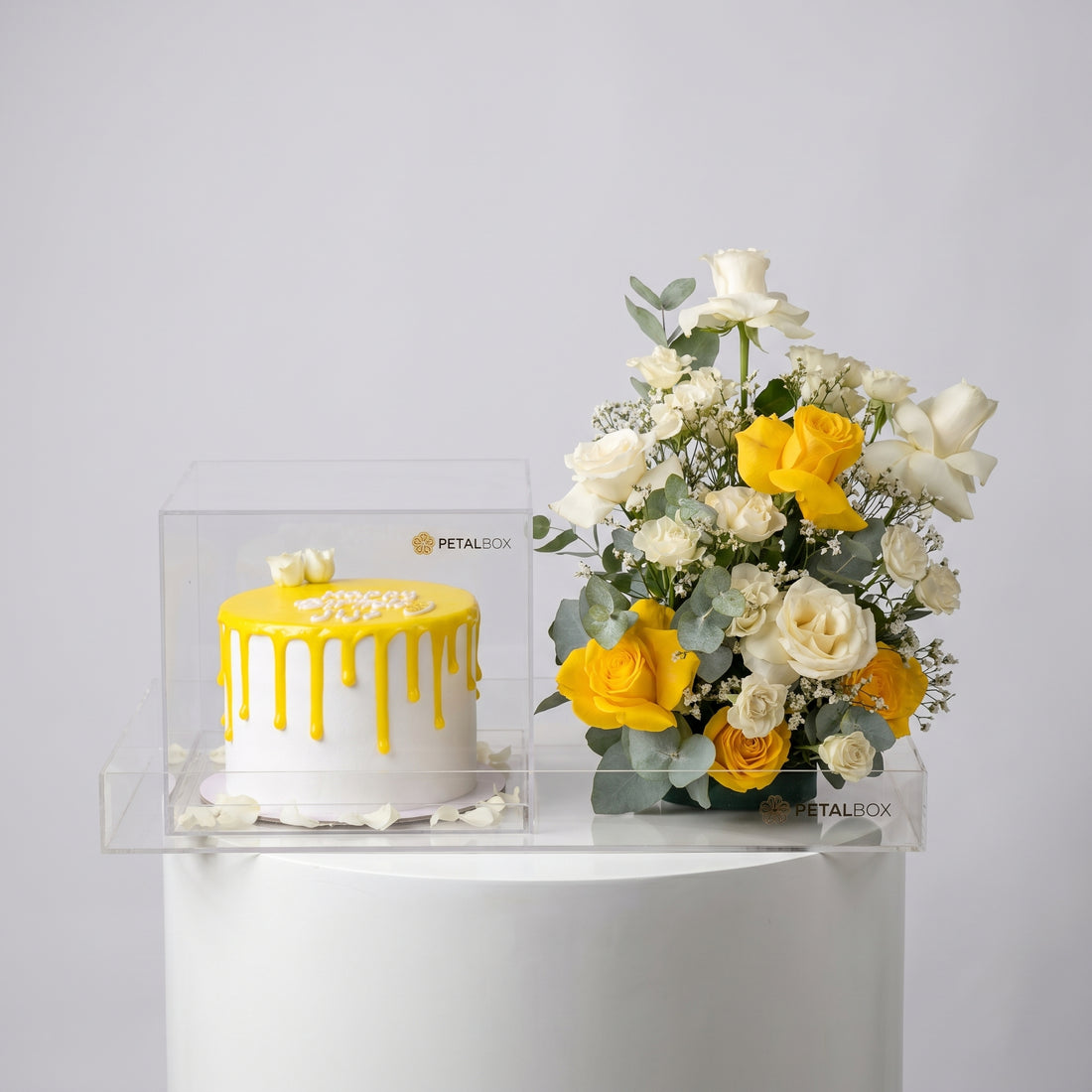 Yellow Theme Cake and Flower