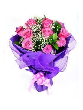 Dozen Purple Roses Bouquet