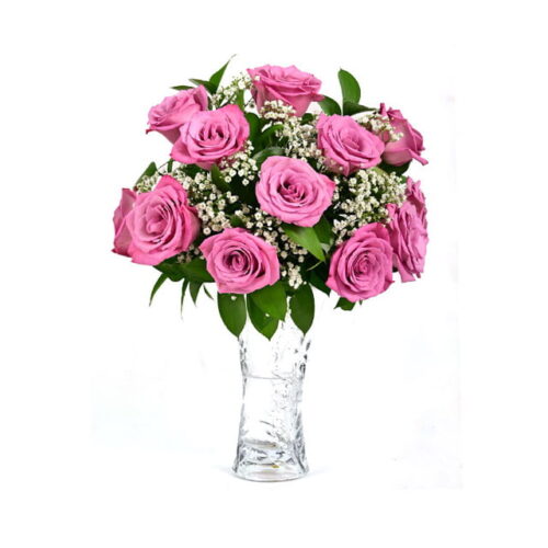 Lavender Roses Vase Arrangement