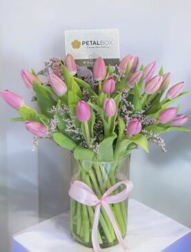 Pink Tulips With Vase