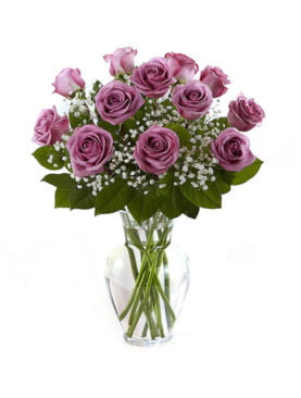 Purple Roses with Vase