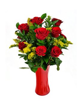 Stem Red Roses in Vase