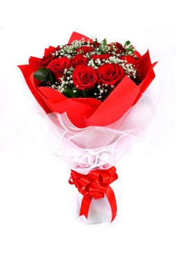 12 Stem Red Roses Bouquet