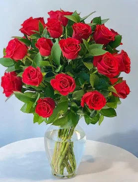 Valentine Roses with Vase