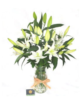 White Lilies Vase Arrangement