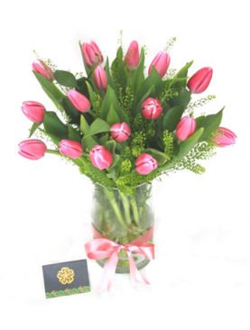 Pink Tulips With Vase