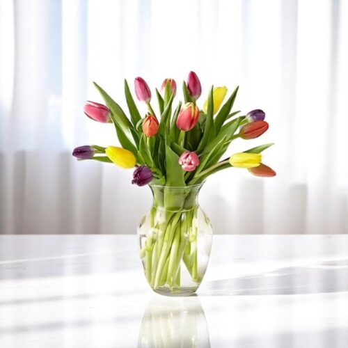 15 STEMS TULIPS WITH VASE