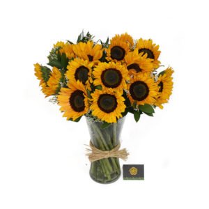 Fresh Sunflowers with Vase