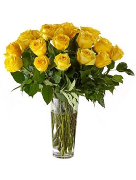 24 Yellow Roses Vase