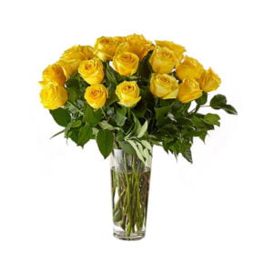 24 Yellow Roses Vase