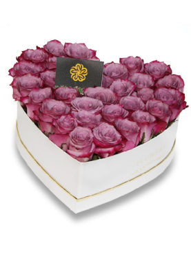 Purple Roses Heart Shaped Box