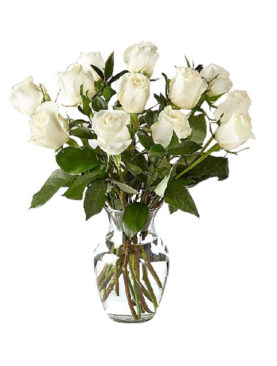 White Roses with Vase