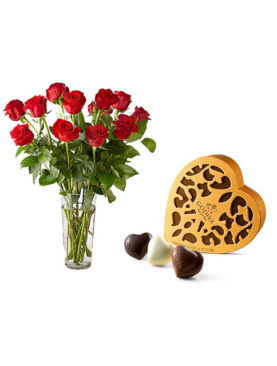 Roses Vase and Chocolate