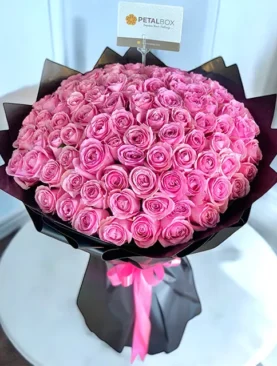 100 Pink Roses Bouquet