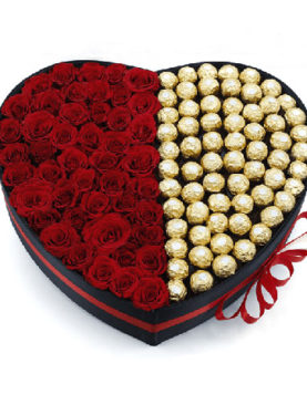 Love Heart Roses with Chocolates