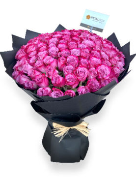 100 Purple Roses Bouquet