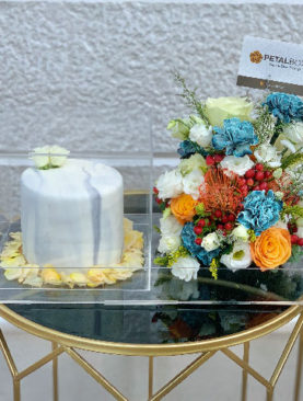 Cake and Flower Arrangement