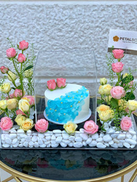 Flower And Cake Arrangement