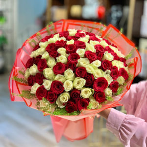 100-Red-and-White-Roses