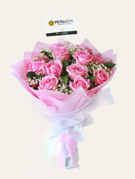 Dozen Pink Roses Bouquet