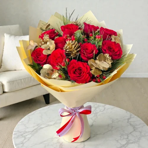 Joy Christmas Flower Bouquet