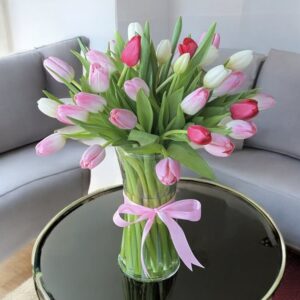 Mixed Tulips with Vase