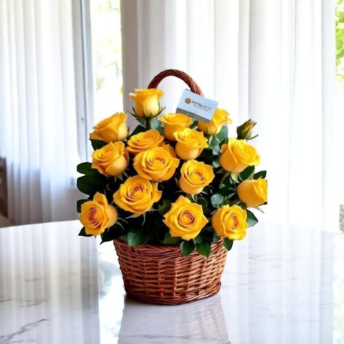 Yellow Roses Basket