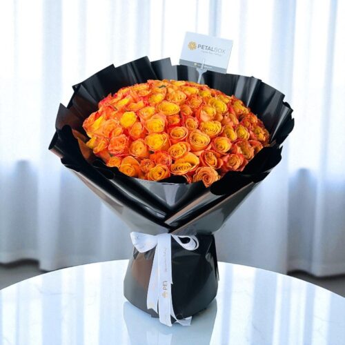 100 Orange Roses Bouquet