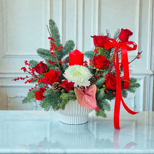 Red & White Flower Pot