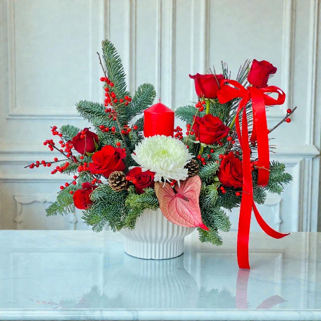Red & White Flower Pot