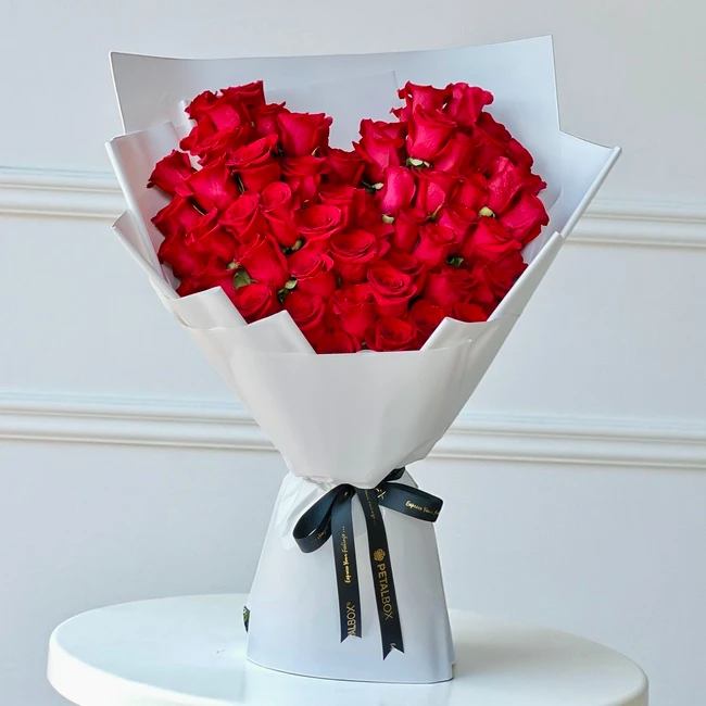 Heart Shape Red Roses Bouquet