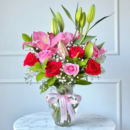 Red & Pink Flower Vase